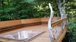 Bench and Branch Railing Hot Tub Deck