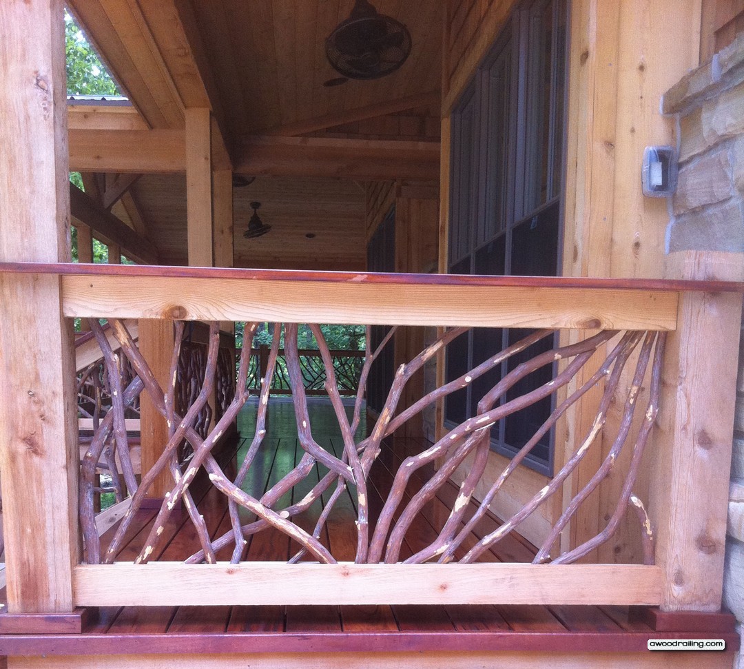 Hewn Log Porch Railing | Mountain Laurel Railing